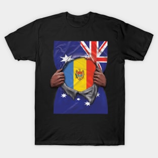 Moldova Flag Australian Flag Ripped - Gift for Moldovan From Moldova T-Shirt